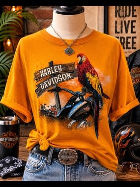Harley-Davidson Orange Parrot Graphic Tee